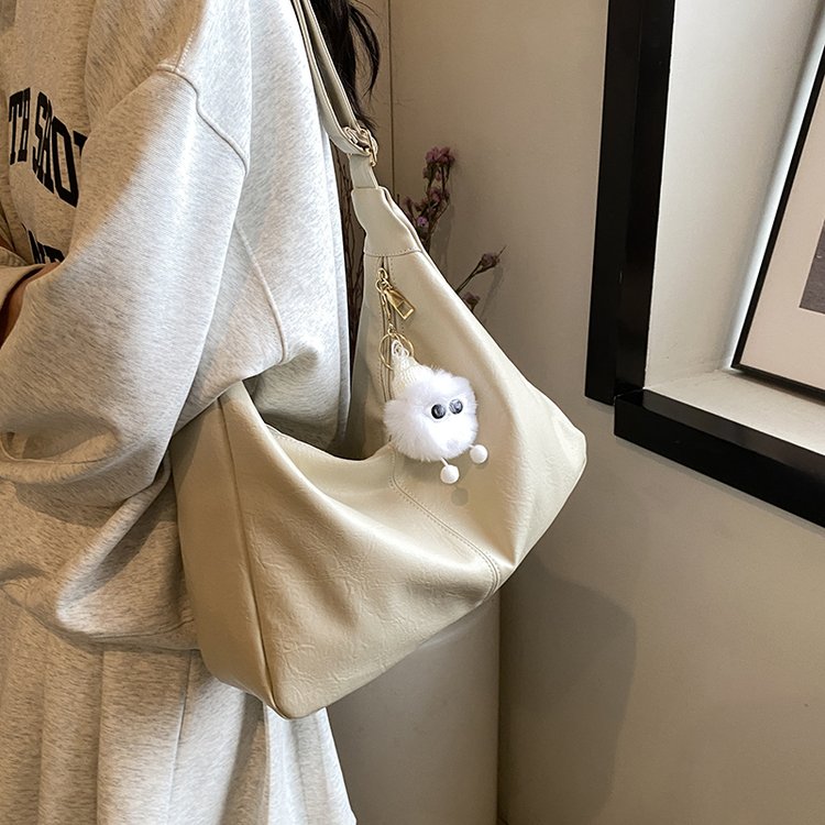 Large-capacity bag for women 2024 new high-end texture niche summer versatile shoulder messenger bag canvas dumpling bag