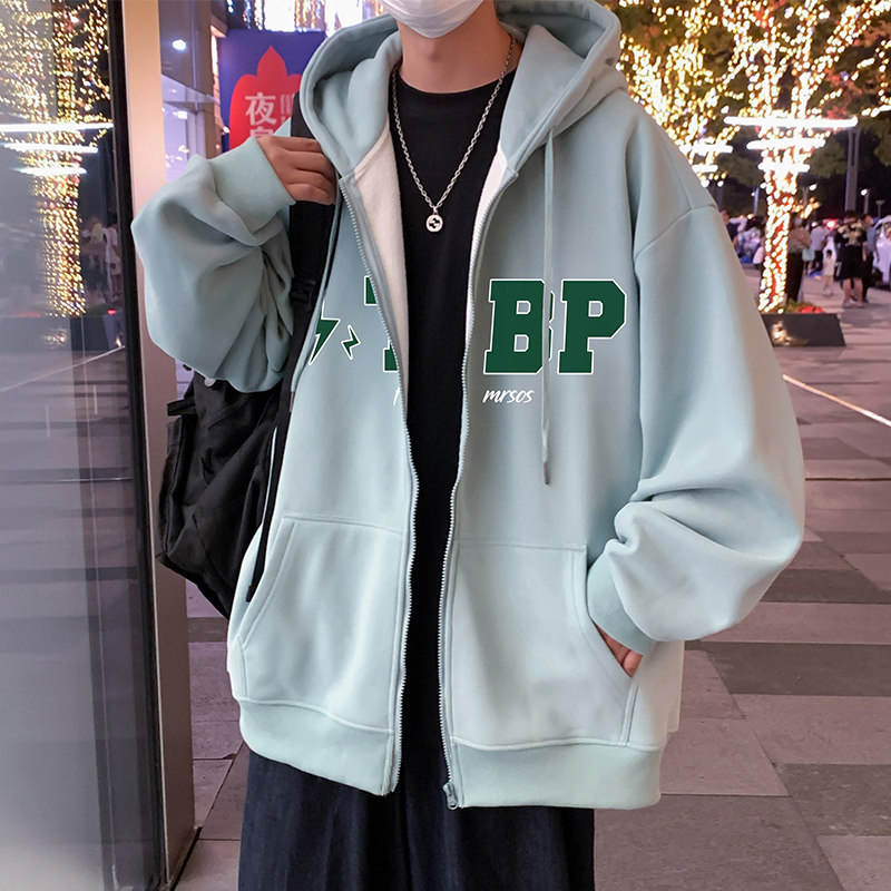 American trendy brand sweatshirt jacket for men in autumn and winter new ins loose high street casual hooded cardigan top