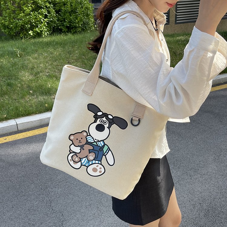 Trendy Casual Women's Shoulder Bag Wholesale Large Capacity Commuting Shopping Canvas Bag 2024 New Korean Style Tote Bag