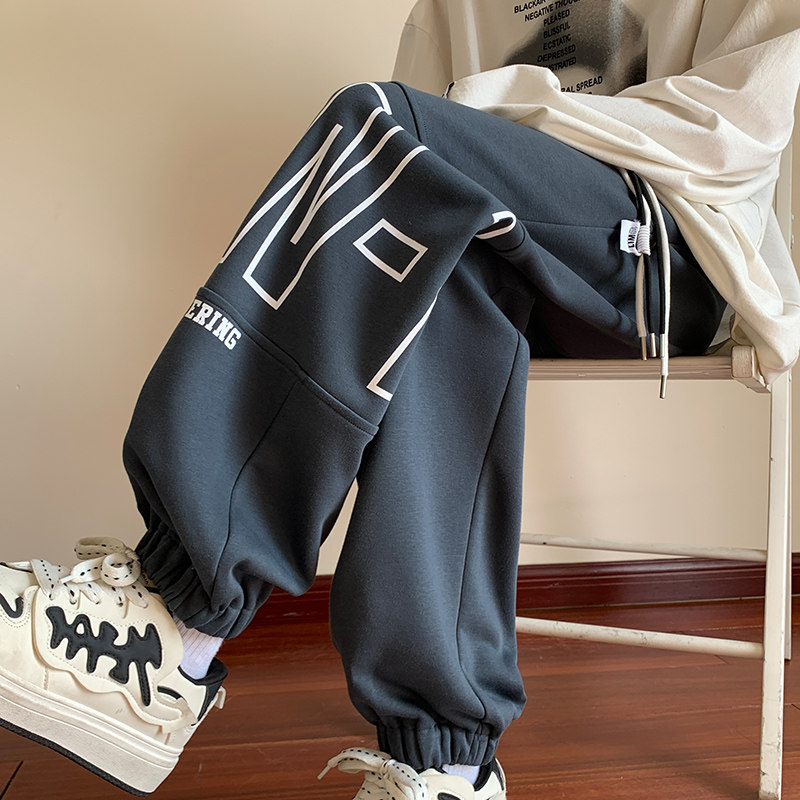Autumn letter printed leggings men's 65 cotton design casual sports pants