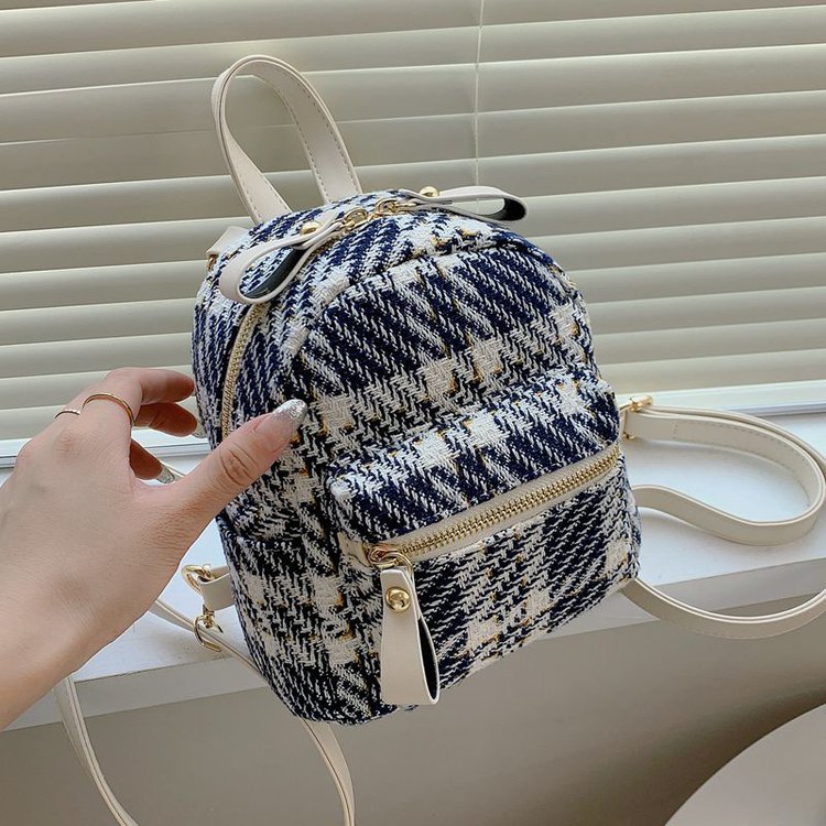Woolen backpack women's 2024 new versatile Korean style multi-functional mini backpack multi-purpose foreign style travel bag
