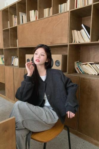 Early autumn short stand collar woolen casual temperament baseball jacket