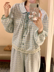 Sweet doll collar palace style lace home wear pajamas set