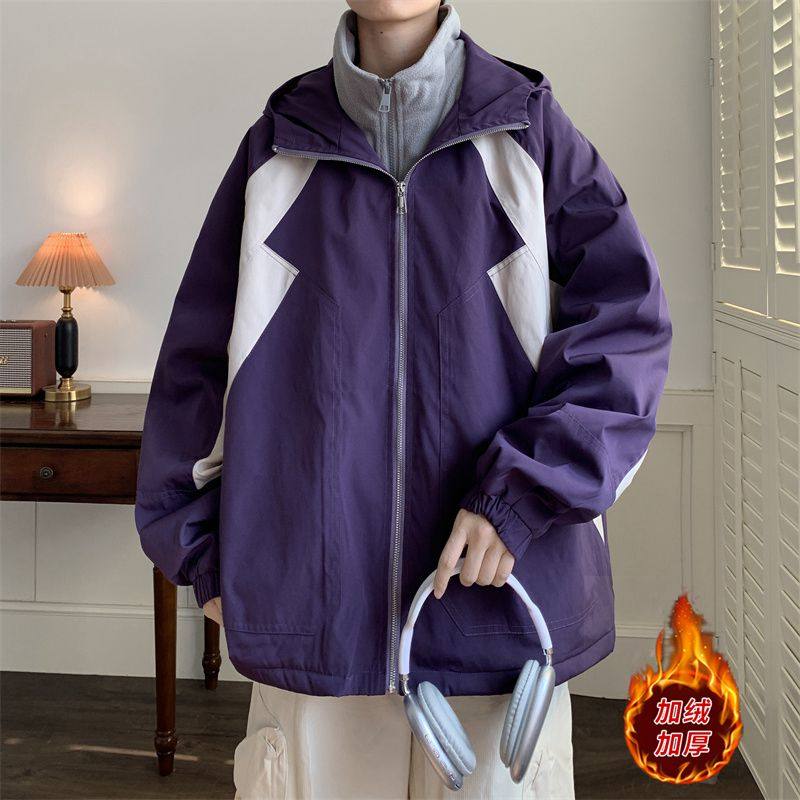 Winter spliced ​​three-proof jacket men's fake two-piece cotton jacket