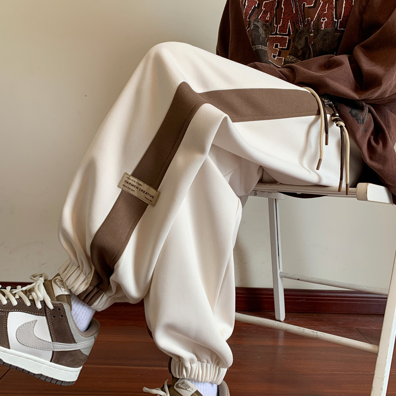 New spring and autumn casual pants for men, loose sports leggings, color matching sweatpants