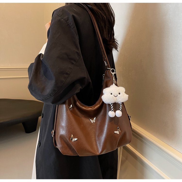Retro large-capacity tote bag for women 2024 new trendy niche design multi-functional double shoulder single shoulder crossbody backpack