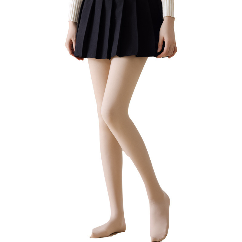 Bare leg artifact women's autumn and winter nude skin color pantyhose plus velvet thickened stockings spring and autumn thin flesh-colored leggings