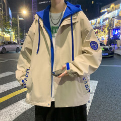 Fake two-piece jacket hooded jacket trendy retro spring and autumn casual jacket