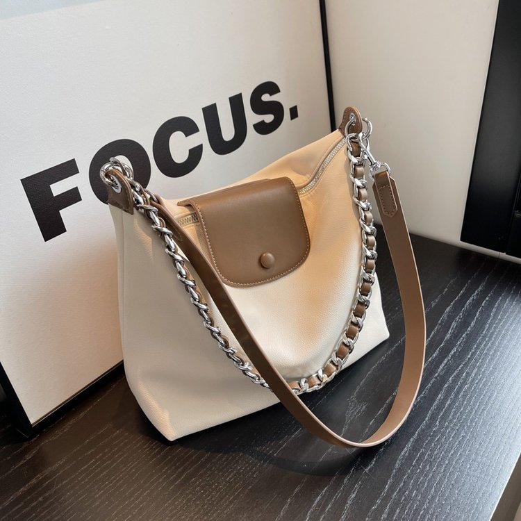 Korean retro large-capacity armpit bag 2024 new fashion casual tote bag simple chain shoulder crossbody bag