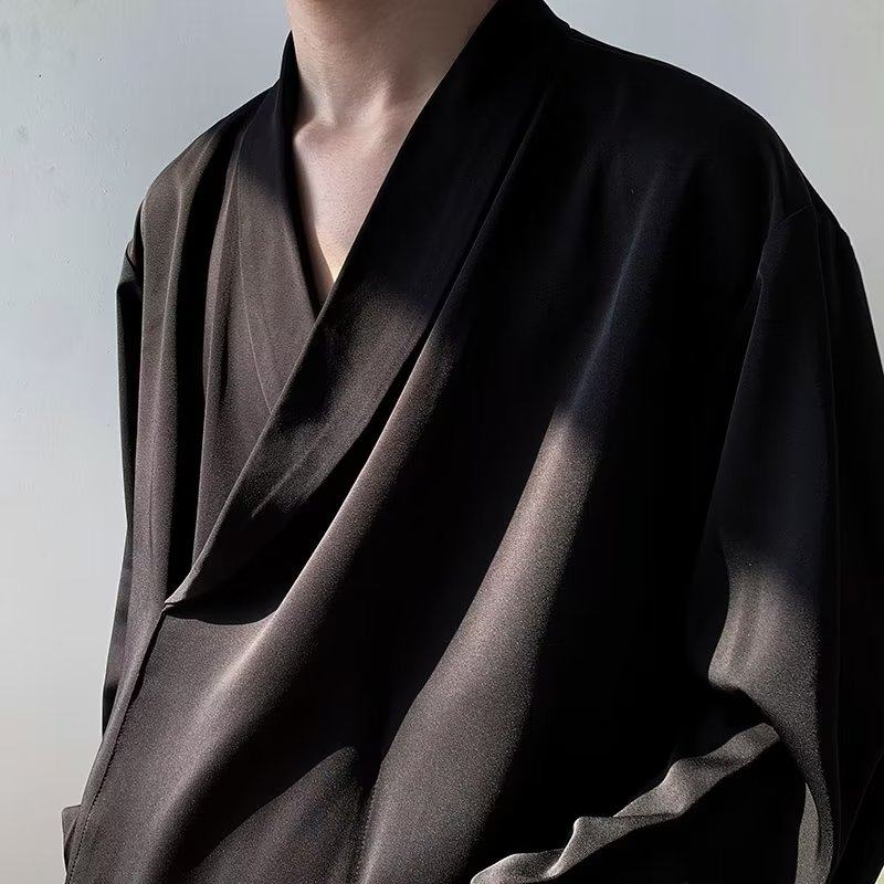 New Chinese style Tang suit shirt men's long-sleeved Chinese style cross-collar light mature yuppie shirt ins trend casual jacket