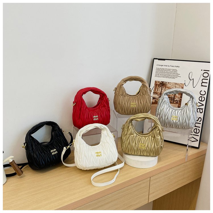 hobo handbag fashion pleated cloud bag miu new armpit crescent bag single shoulder diagonal high-value women's bag