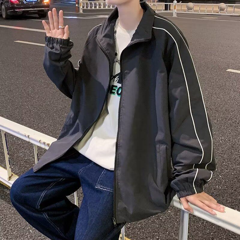 Spring and summer thin casual men's stand-up collar coat cardigan work windbreaker jacket versatile clothing