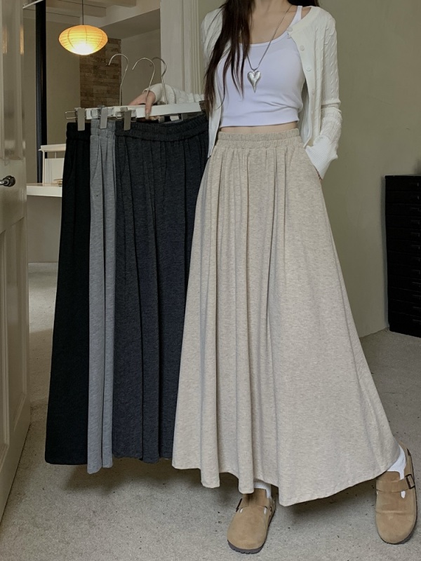 Mid-length glutinous rice skirt autumn and winter new high-waisted slimming drape skirt for women