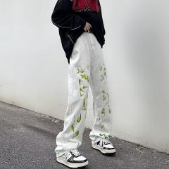 American high street vibe style pants European and American hip hop letter graffiti jeans ins trendy straight pants