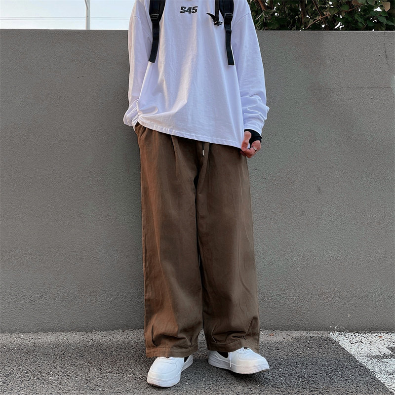 Trendy brand ins high street Japanese retro straight overalls loose wide leg pants drapey bloomers