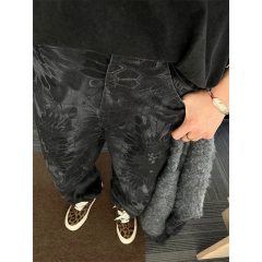 Spring retro canvas snake-print jeans camouflage heavy wash handsome loose casual scimitar pants