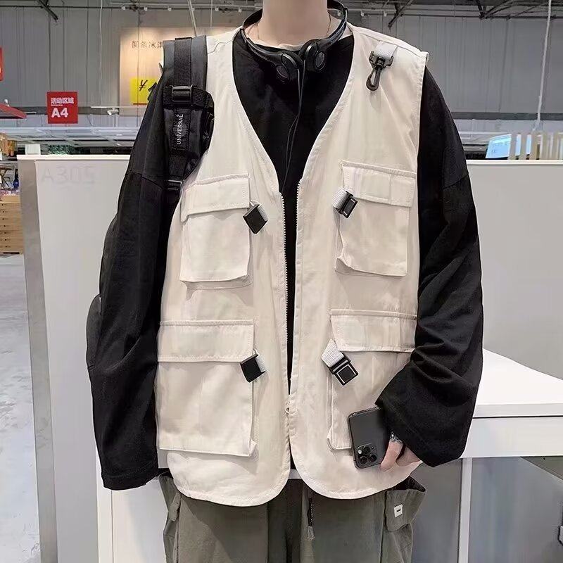 American retro multi-pocket work vest for men, new summer waistcoat vest, trendy and versatile vest