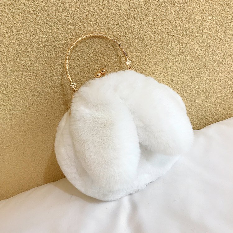Plush bunny bag for women cross-body Korean style cute portable furry bag autumn and winter new rabbit ears clip bag clip bag