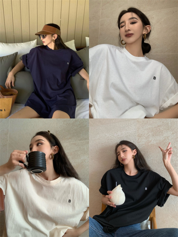 Real shot, real price, Hong Kong style loose casual mid-length T-shirt