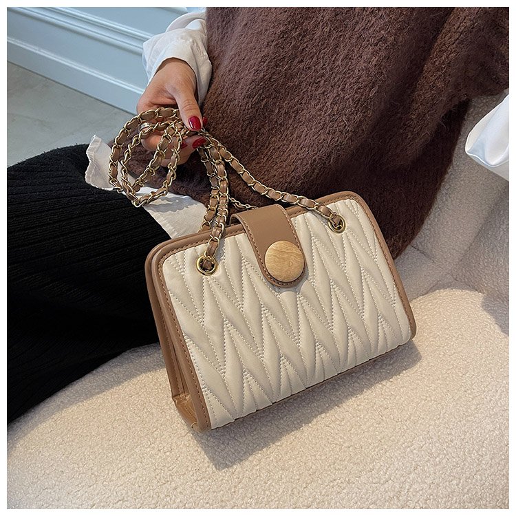 Popular bags for women new Korean style fashion contrasting women's tote bag woven chain PU shoulder crossbody bag