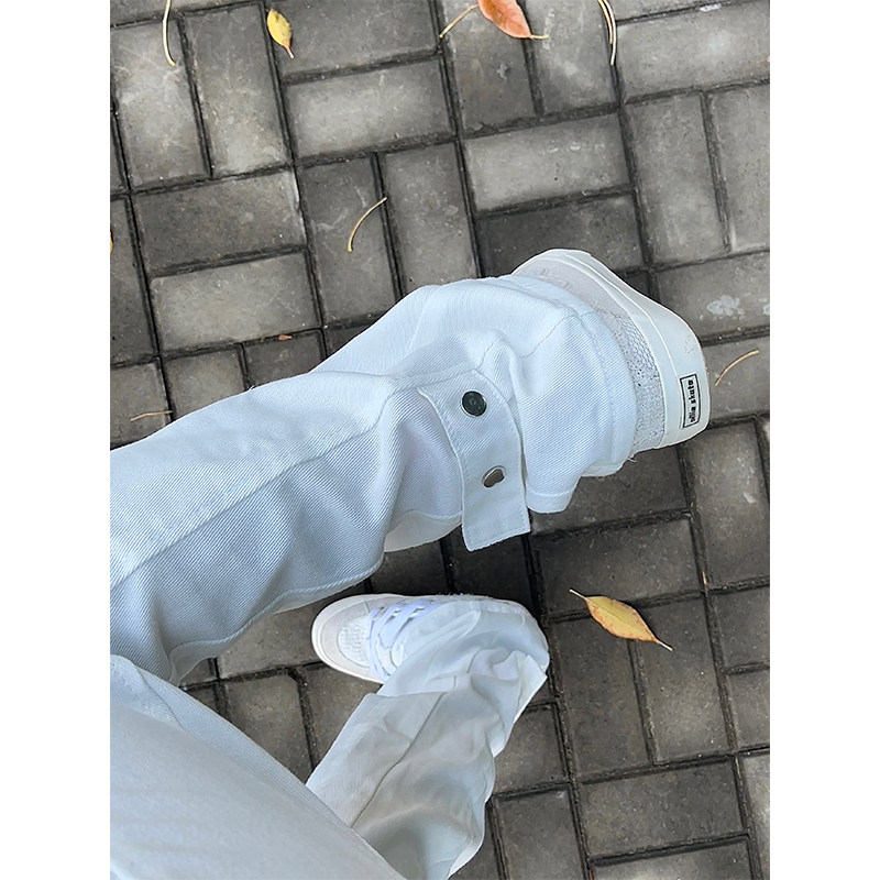 Actual pictures of white jeans for men, autumn and winter micro-flared cleanfit pants