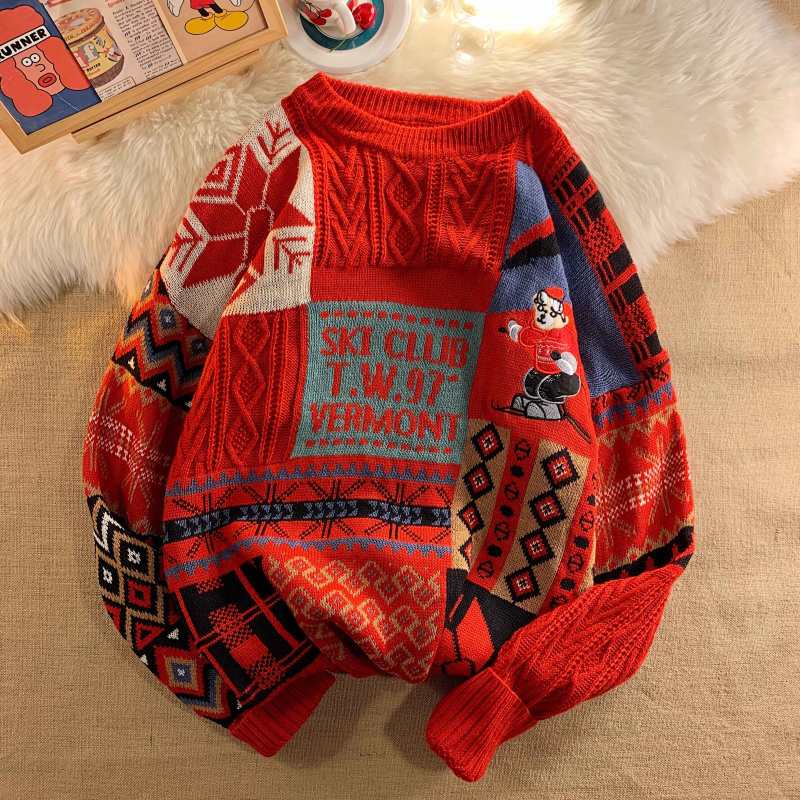 Autumn and winter new men's long-sleeved round neck sweaters and sweaters, Hong Kong popular couple, high quality