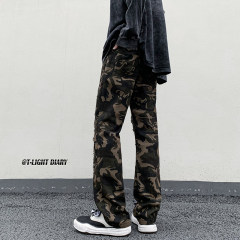 American ins high street niche heavy craftsmanship fake ripped jeans with small feet