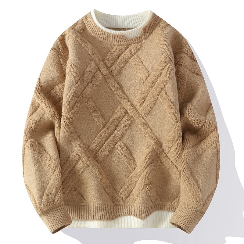 Round neck sweater for men in autumn and winter American fashion brand loose casual thickened sweater for men