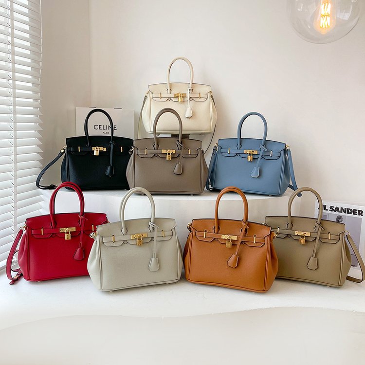 Lychee Pattern Birkin Bag High-end Women's Bag Large Capacity Tote Bag 2024 New One-Shoulder Crossbody Kelly Bag