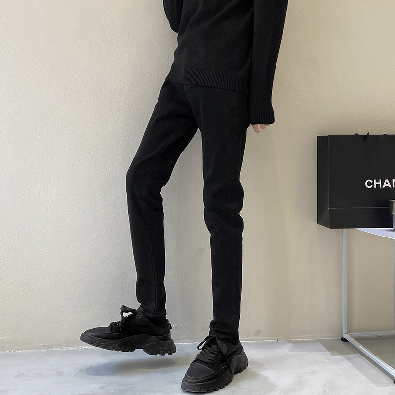Autumn and winter thick jeans men's new slim fit men's pants washed stretch pants