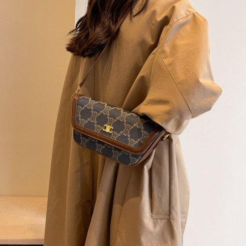 French bag women's autumn new fashion shoulder crossbody bag fashionable denim mahjong bag trendy armpit bag