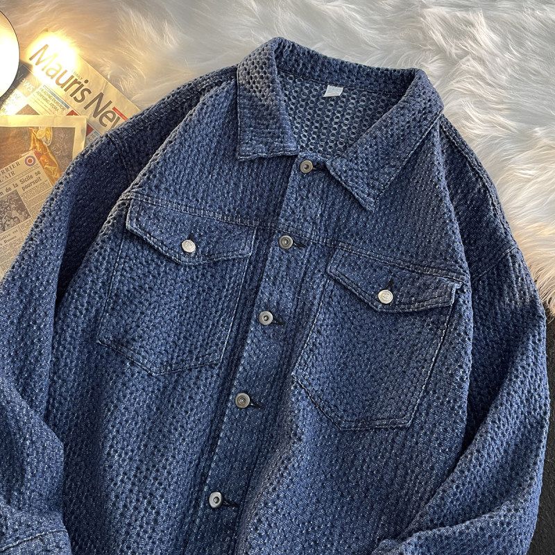 Spring new Hong Kong style lapel denim jacket