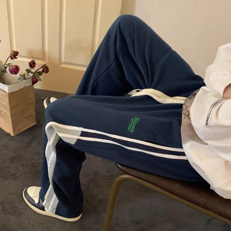Sports pants retro straight heavyweight sweatpants high street trendy brand loose casual trousers