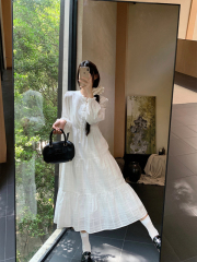 Actual shot of energetic girl Han chic autumn simple lace versatile dress