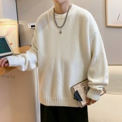 Autumn and winter solid color crew neck sweater men's loose casual bottoming shirt trendy brand thick sweater