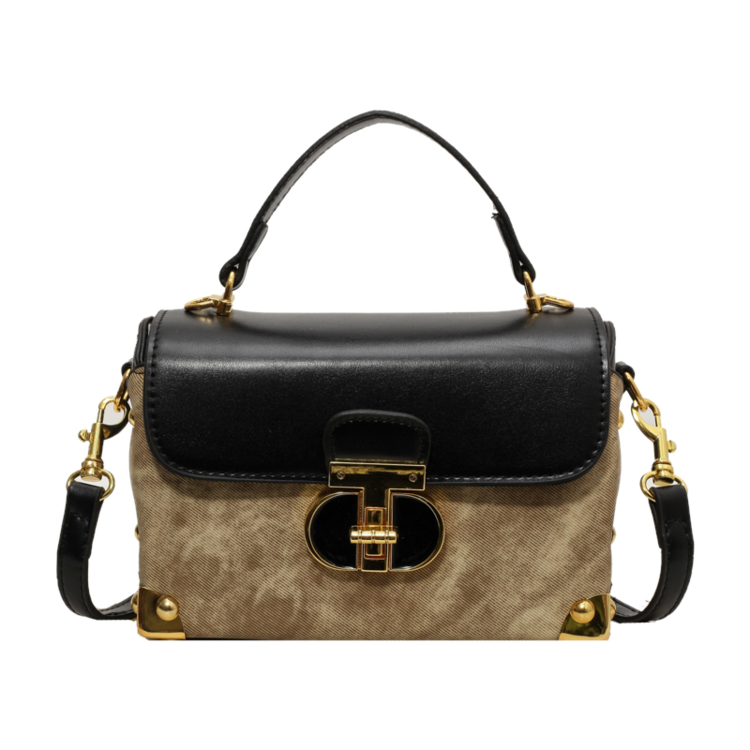 2024 new walnut box small square bag women's simple retro handbag versatile high-end single shoulder crossbody bag