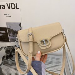 Simple European and American Lychee Pattern Retro Tofu Small Square Bag 2024 New Trendy Fashion Single Shoulder Western Style Crossbody Bag for Women
