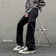 Autumn clothing American ins niche high street rivet casual jeans