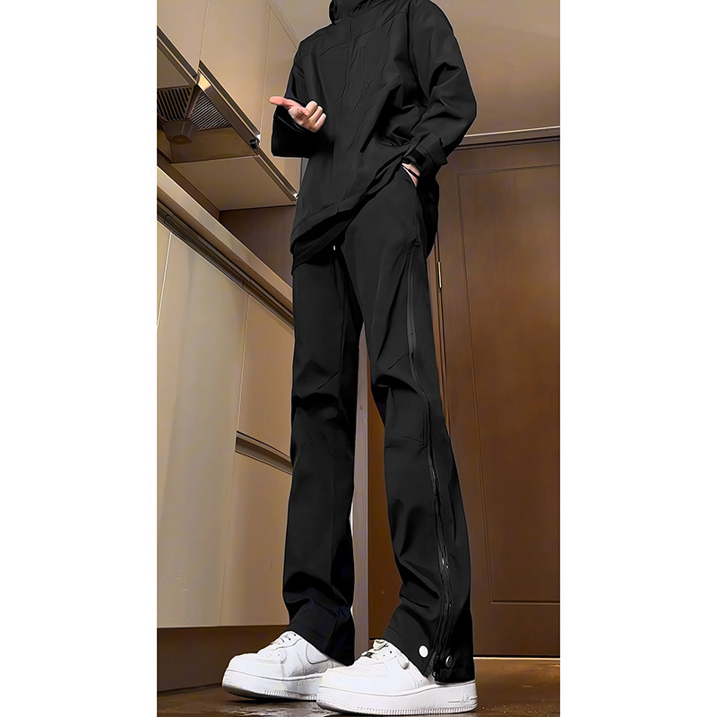 American ins high street dark spliced ​​slim waterproof jacket pants