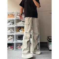 Loose straight camouflage dirty pants trendy brand American high street trendy washed jeans