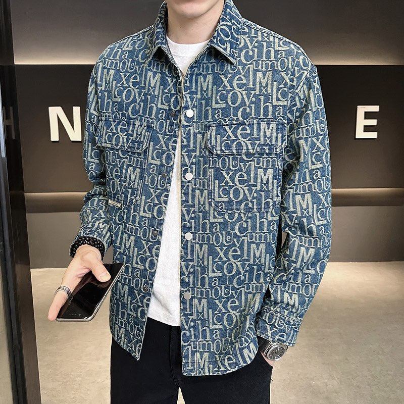 Spring new denim shirt jacket letter jacket