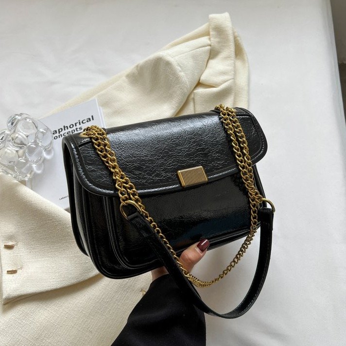 High-end bag for women, new Korean style fashion shoulder chain bag, retro versatile solid color crossbody hobo bag