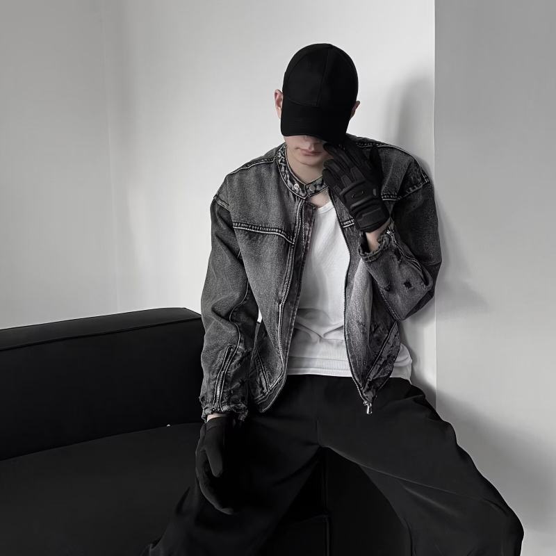 Network diagram!  Short denim jacket design high street American denim jacket