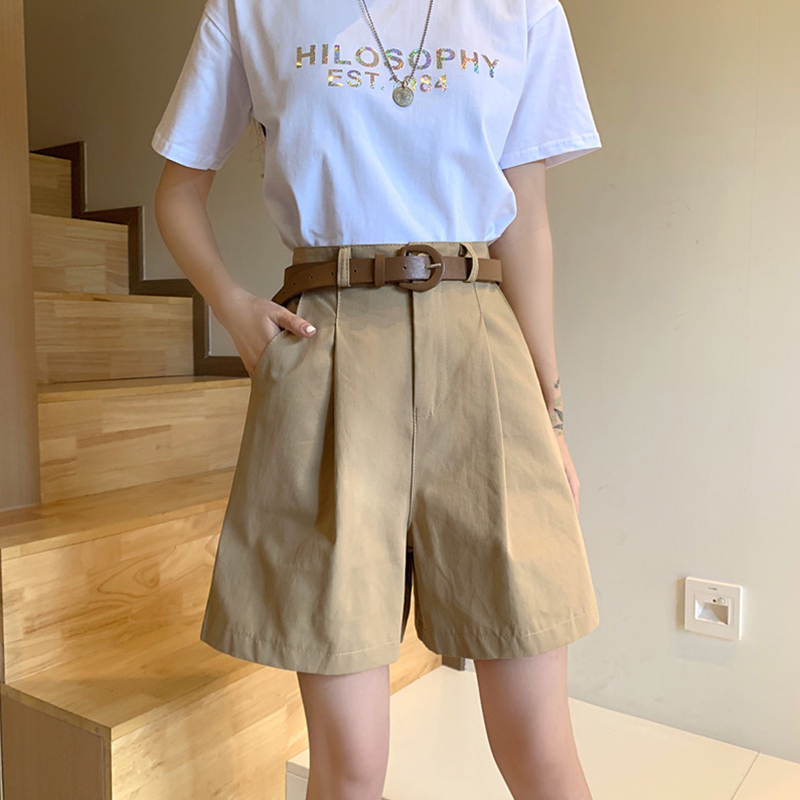 Wide-leg pants for women 2024 new summer casual pants, high-waisted, slim, small suit shorts, niche design