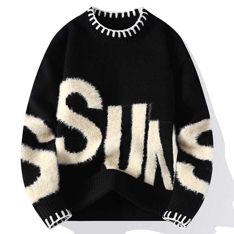 Autumn and winter new casual sweater men's long-sleeved sweater Hong Kong style bottoming shirt jacket