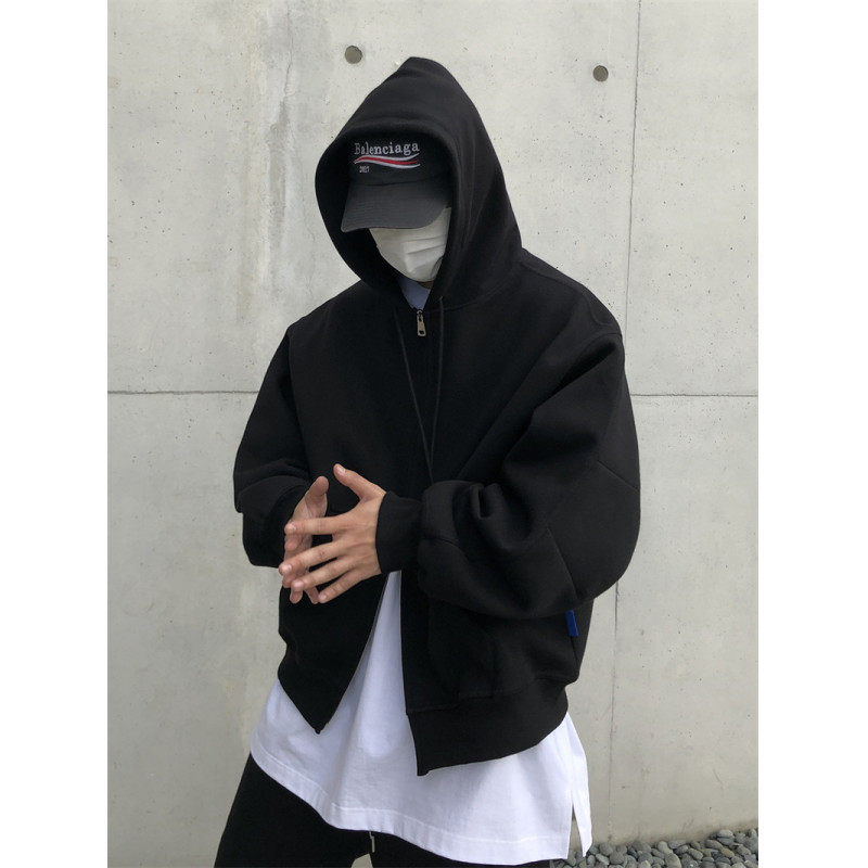 Autumn high street Korean style solid color sweatshirt cardigan