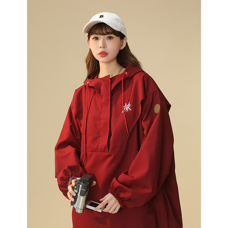 New spring and autumn men's coat embroidered unisex jacket pullover fashionable loose style
