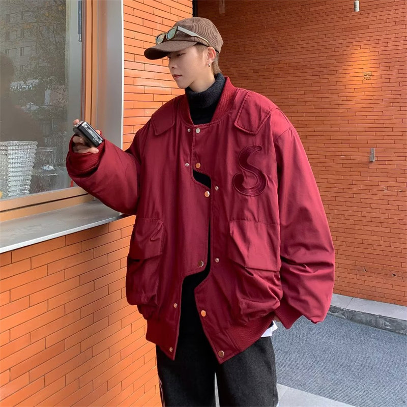 American hiphop design bomber jacket jacket men's and women's irregular baseball uniform trendy brand