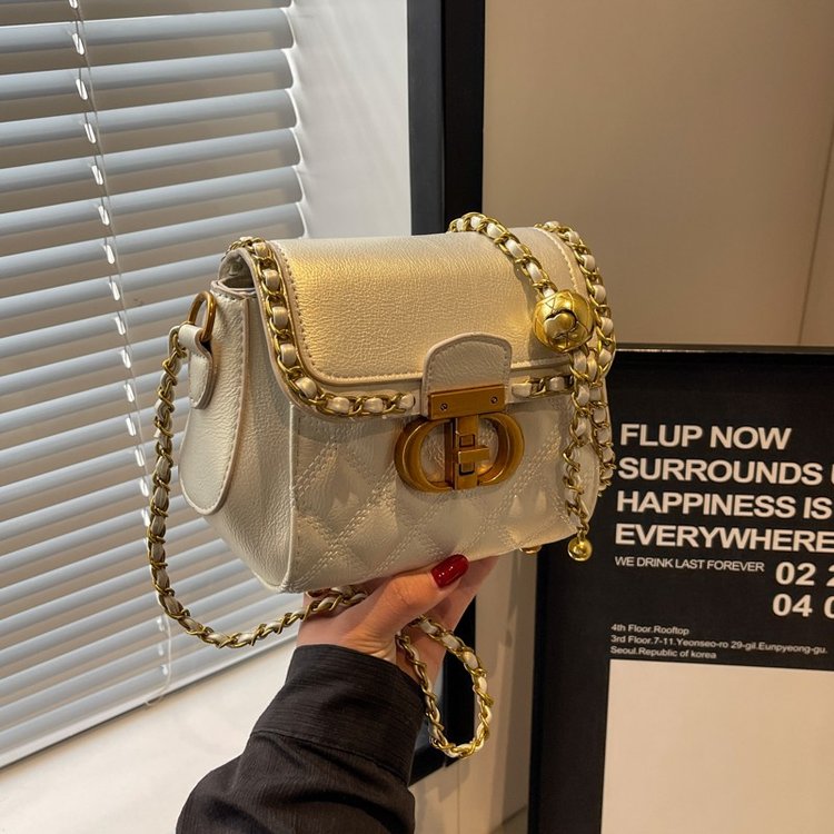 Korean high-end bag for women 2024 new fashion rhombus chain small square bag niche versatile single shoulder crossbody bag