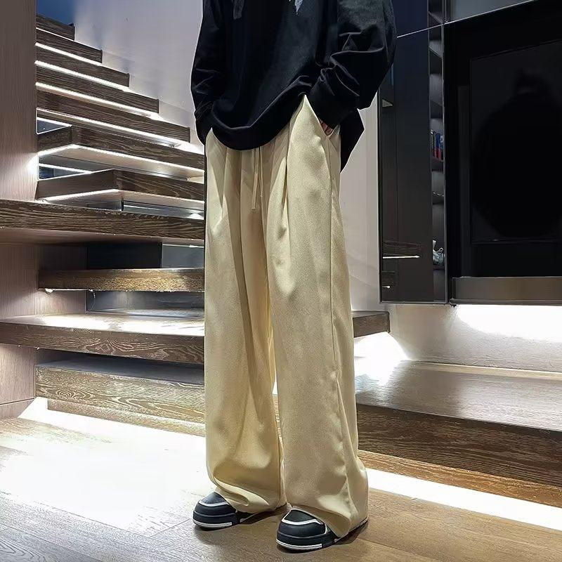 American retro oversize straight pants for men Japanese style cityboy wide leg floor mopping pants